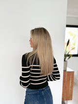 Black striped ribbed sweater