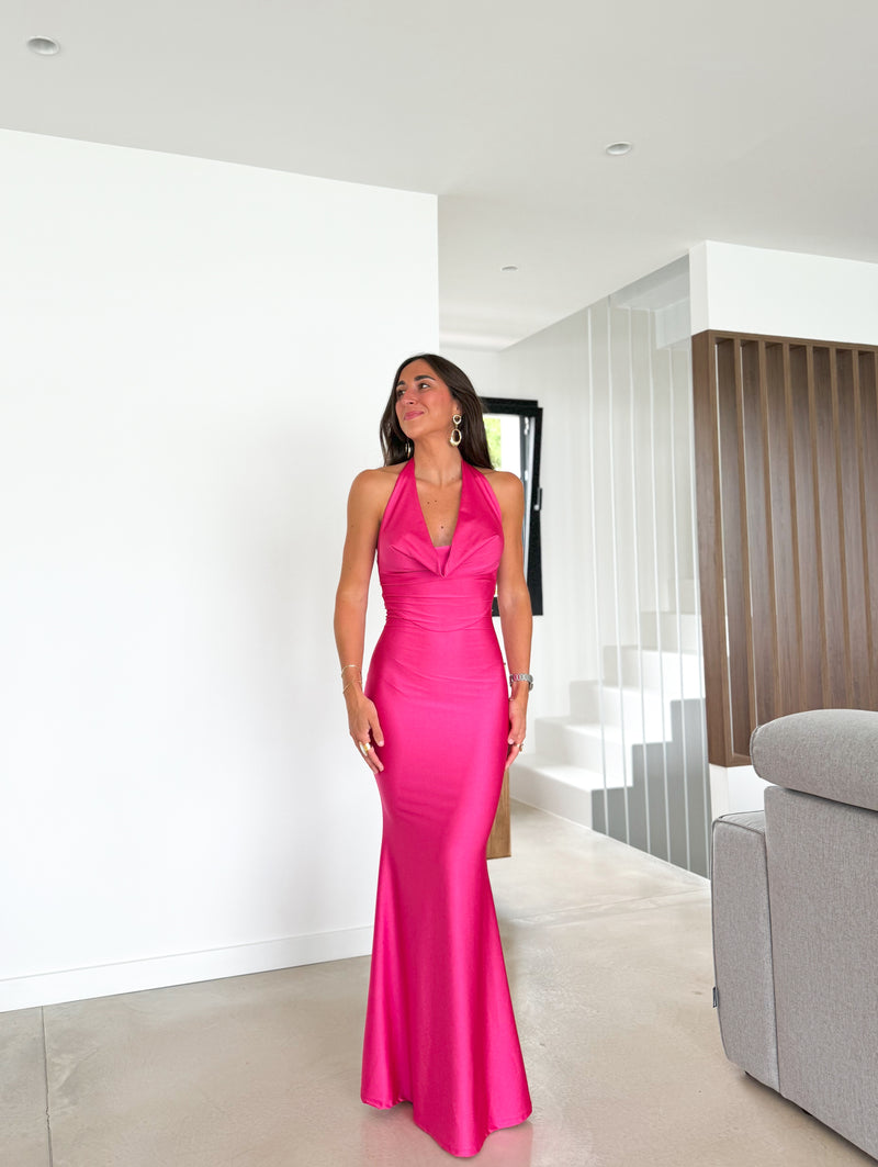 Fuchsia long waterfall dress