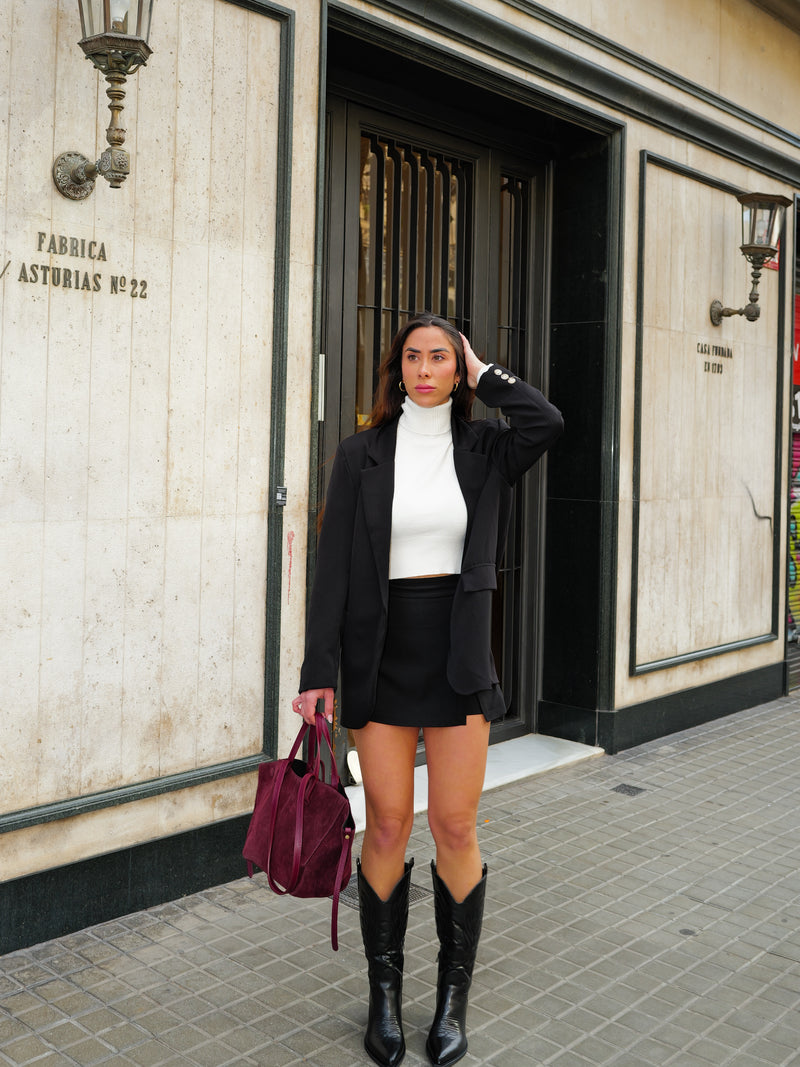 White turtleneck crop sweater