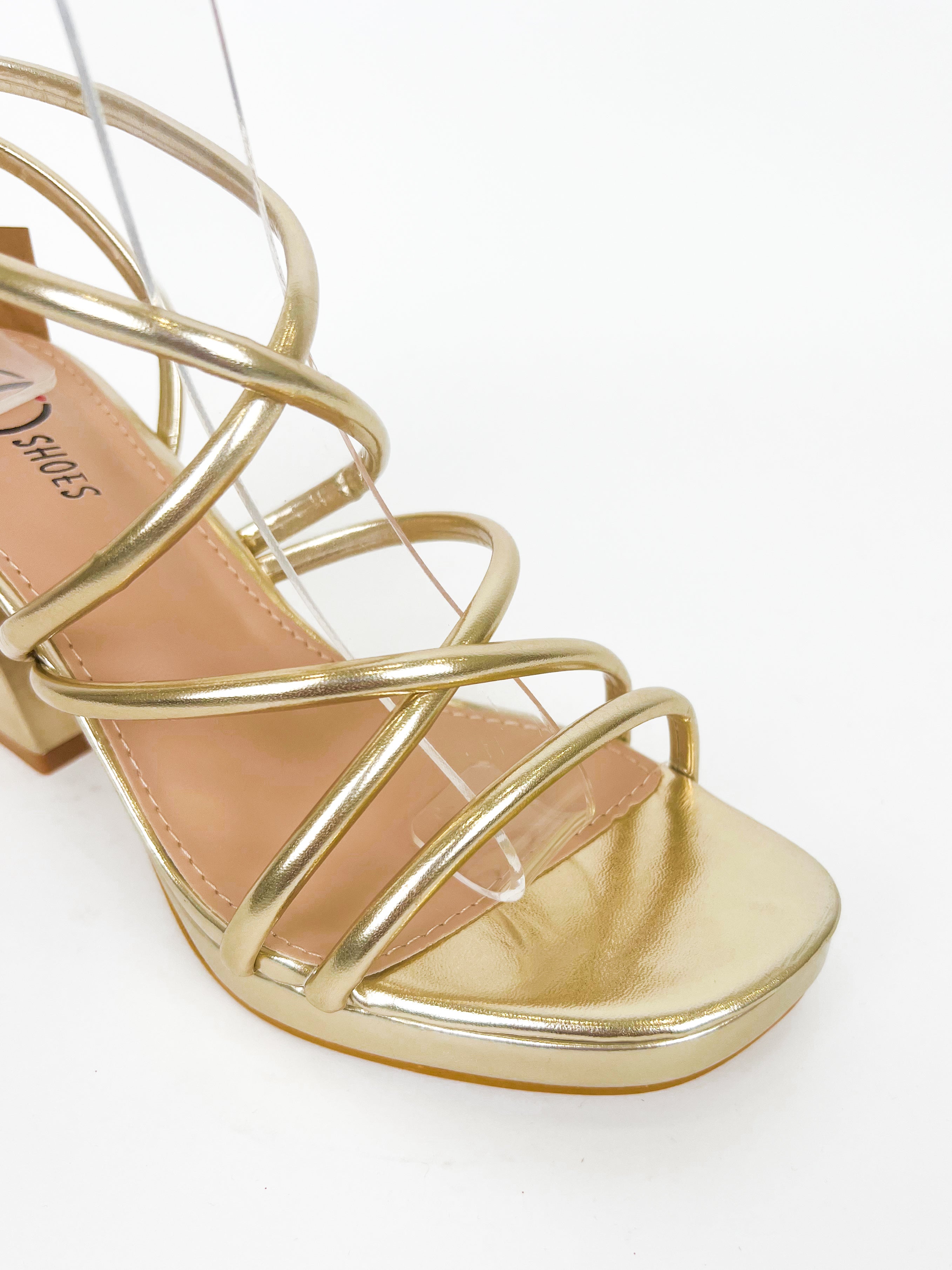 Gold interlaced platform sandal