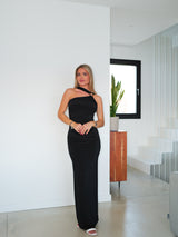 Long black assimilated ring dress