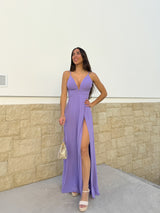 Lilac crepe peak dress