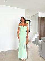 Mint fitted boat dress