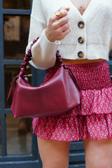 Burgundy leather shoulder bag