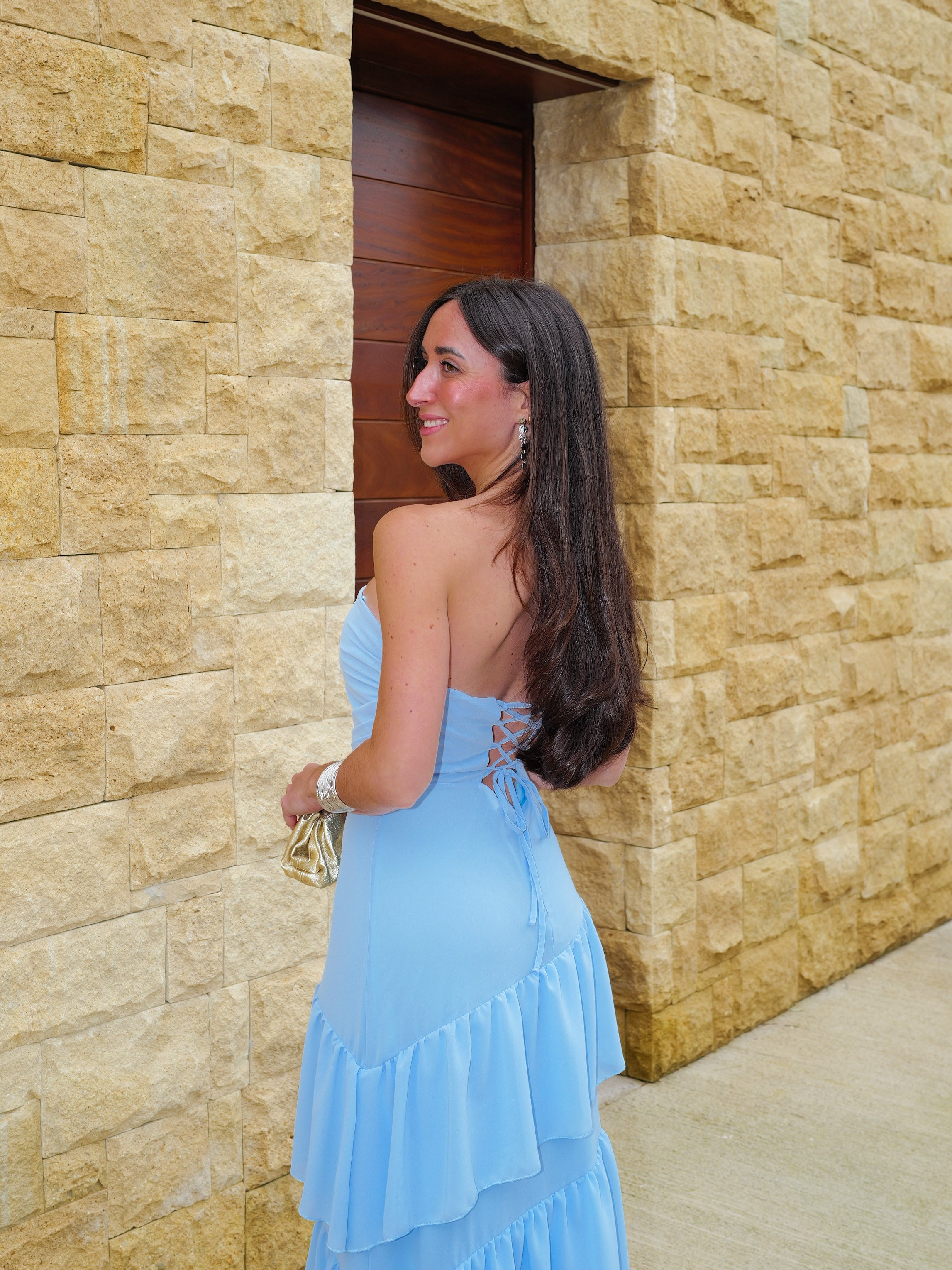 Light blue ruffled dress