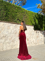 Corset velvet dress burgundy