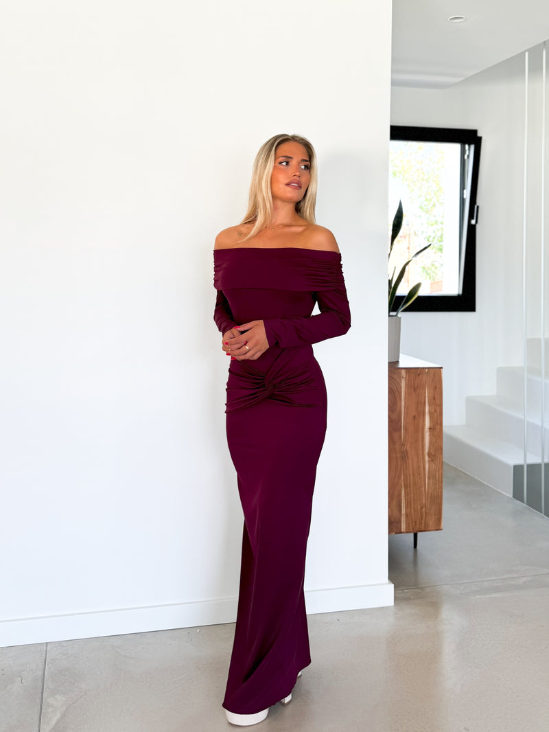 Burgundy knot boat dress