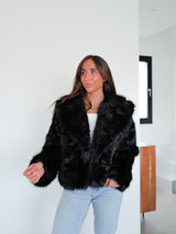 Black lapel fur jacket