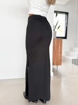 Long black gathered skirt