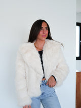 White lapel fur jacket