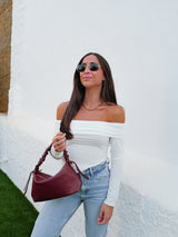 Burgundy leather shoulder bag