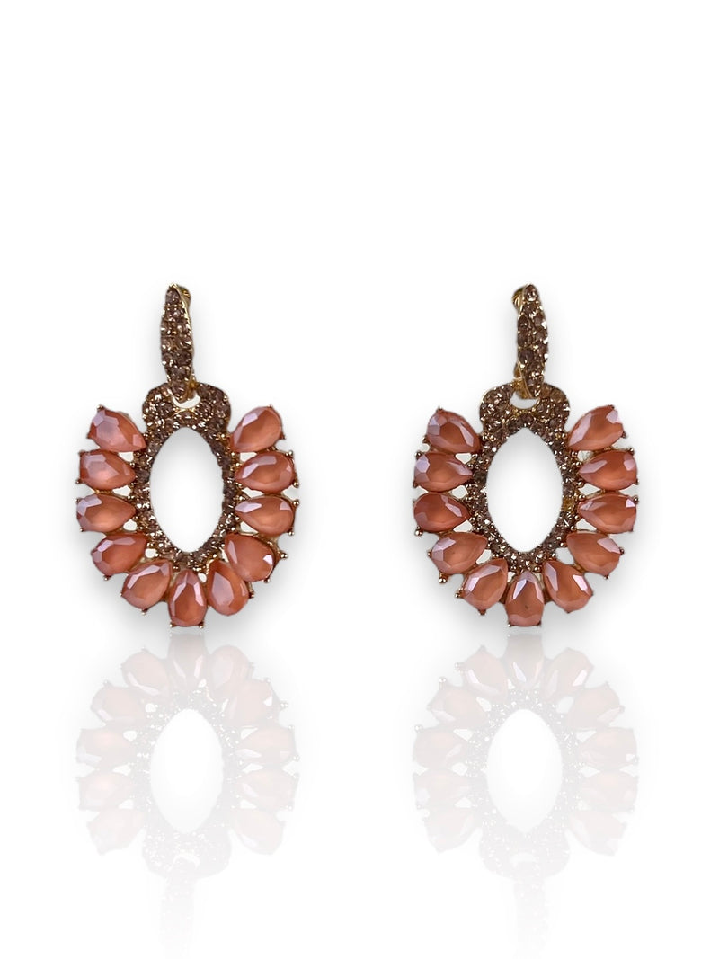 Pink stone ring earrings