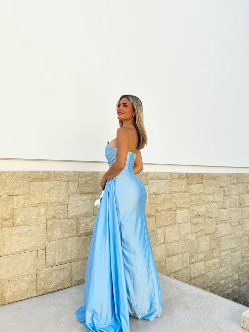 Light blue band word dress