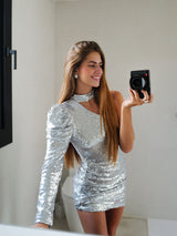 Silver glitter choker dress