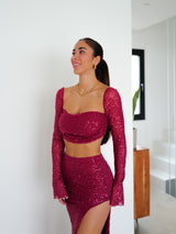 Burgundy glitter midi set