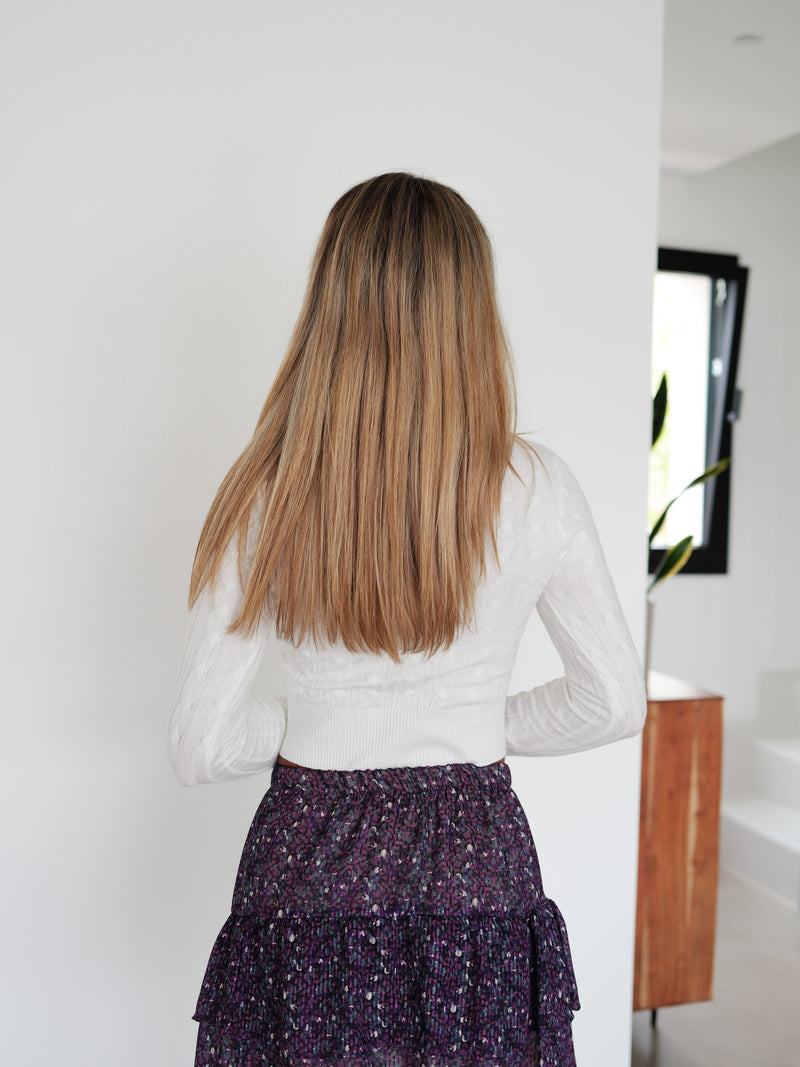 Lilac ruffled mini bow skirt