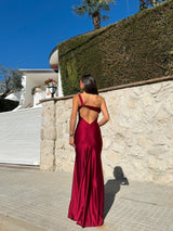 Asym dress burgundy knot back