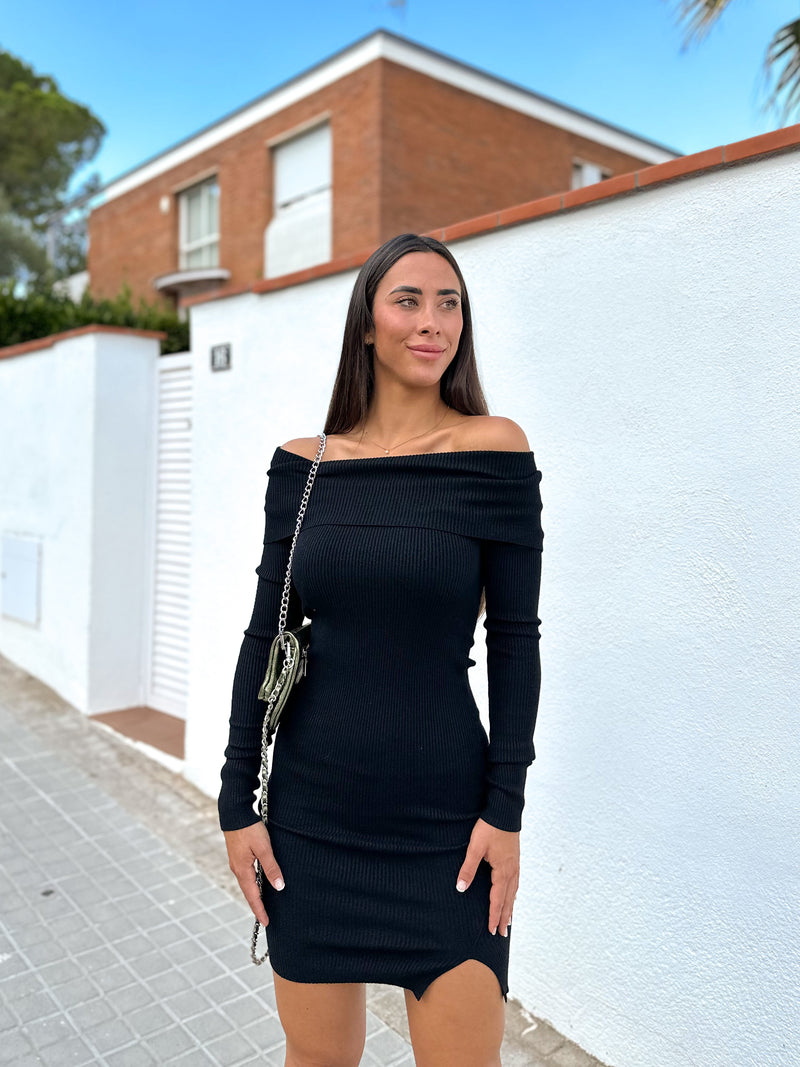 Black knitted boat dress