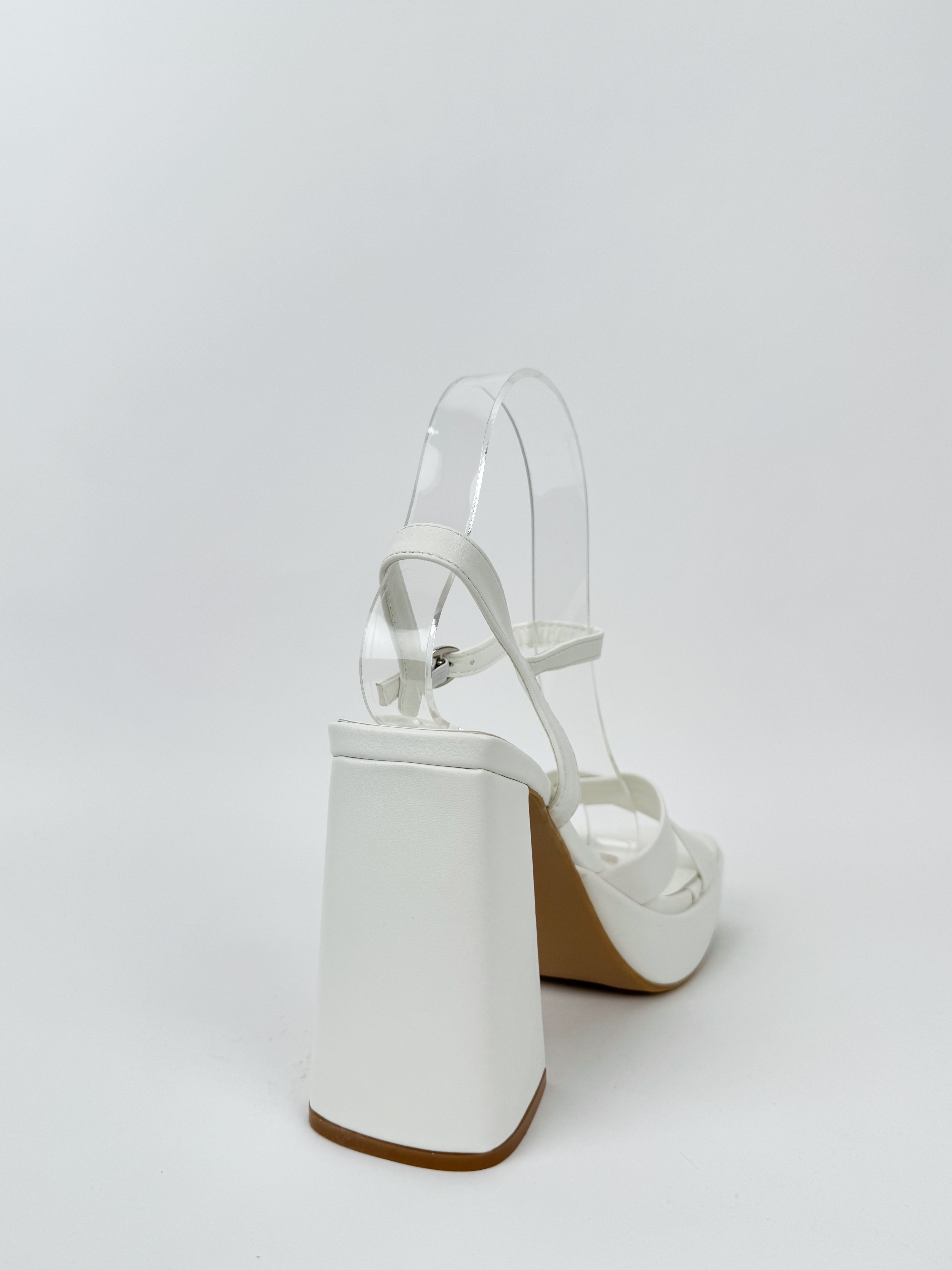 White cross platform sandal