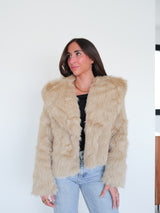 Beige fur lapel jacket