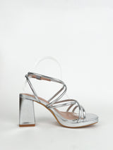 Silver interlaced platform sandal