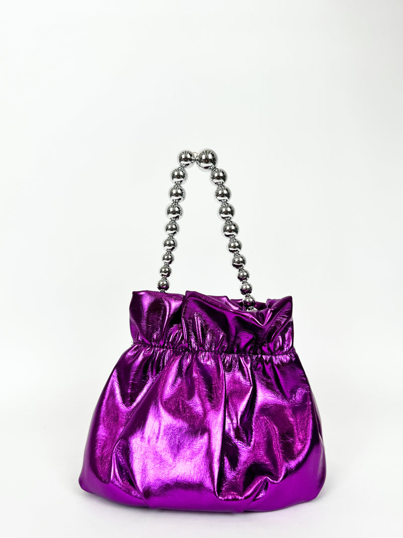 Lilac pearl clutch bag