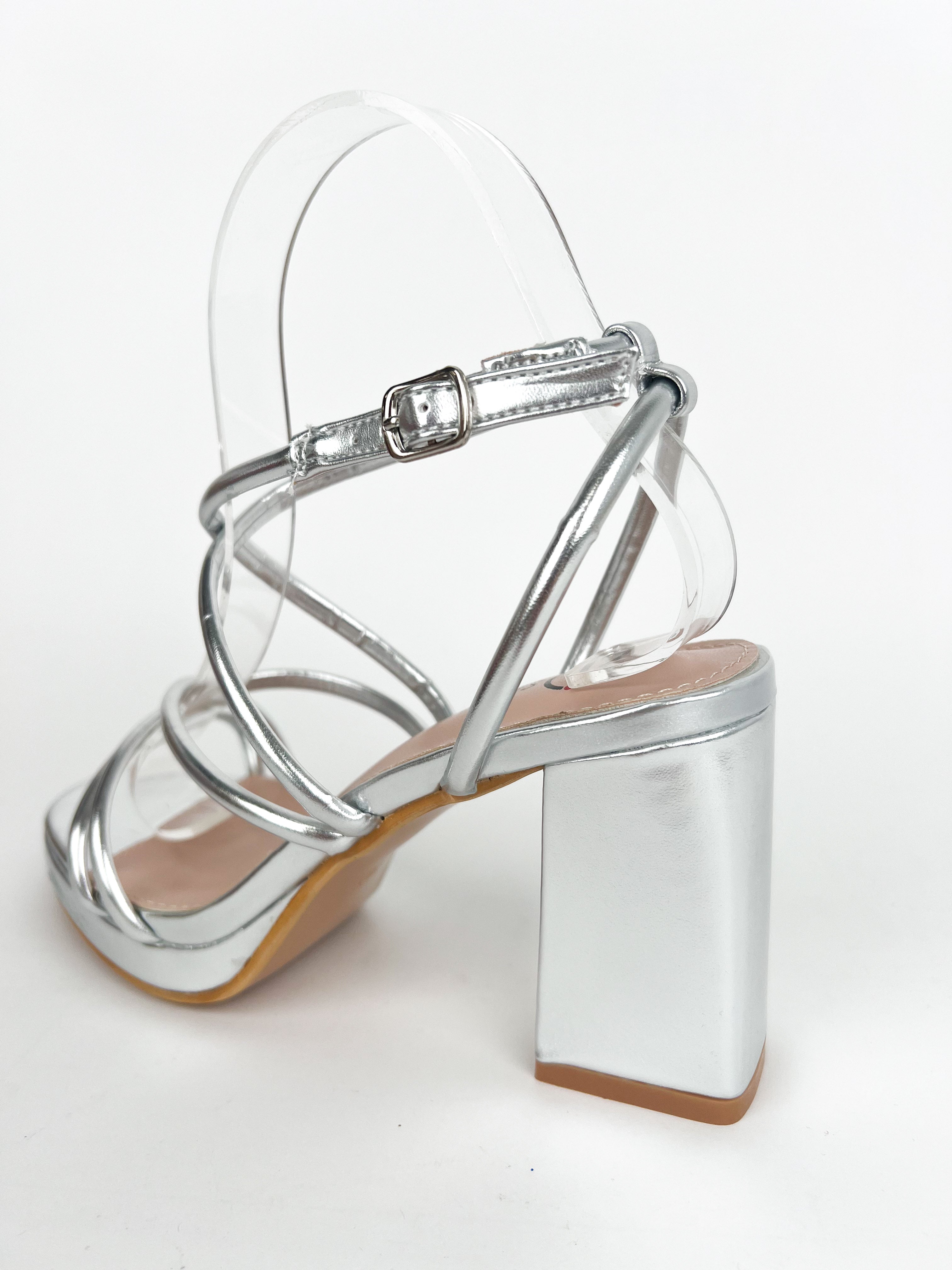 Silver interlaced platform sandal