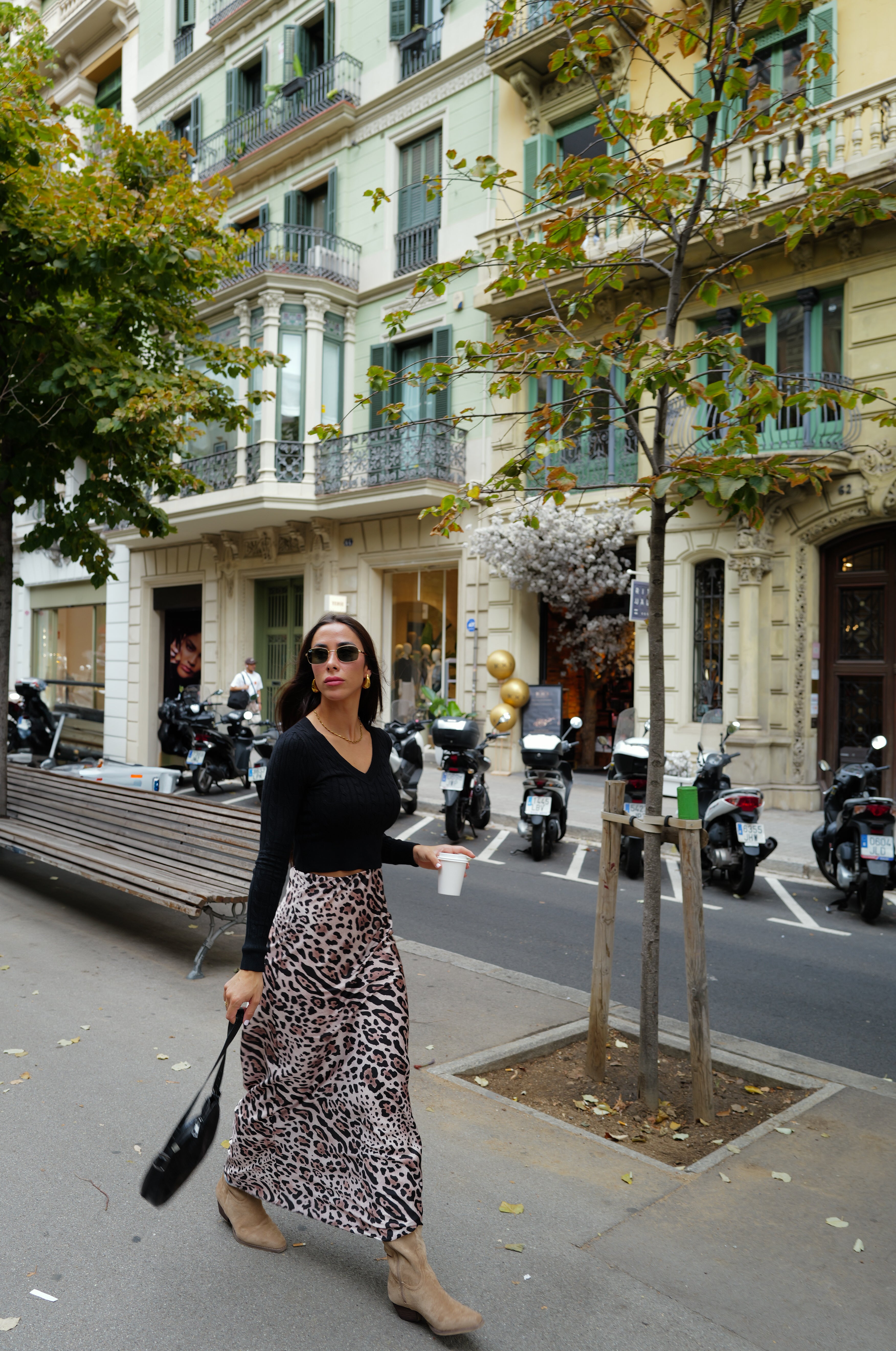 Animal print satin skirt