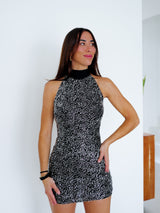 Mini dress silver halter texture