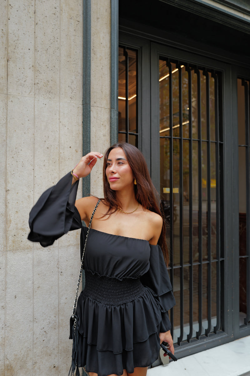 Black romantic mini jumpsuit