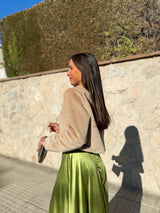 Beige fur crop jacket