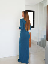 Long petroleum knot dress