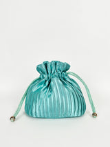 Turquoise satin clutch bag