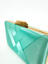 Turquoise green satin clutch