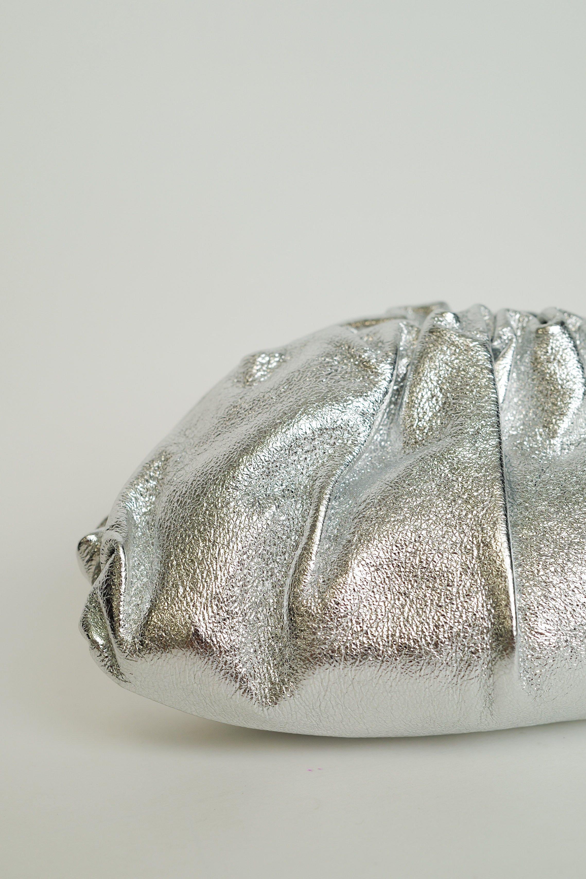 Silver leather clutch