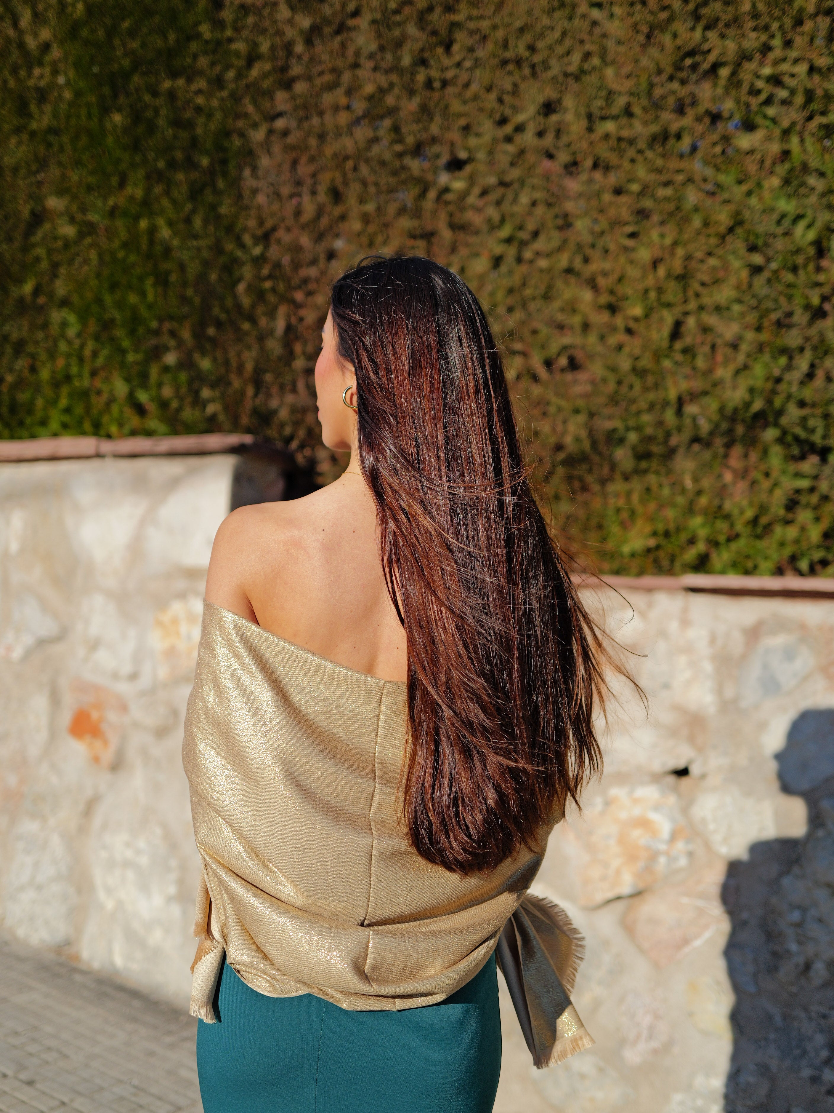 Metallic gold shawl