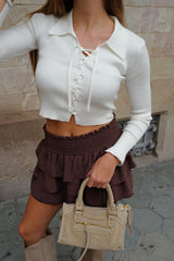 Chocolate ruffled mini nest skirt