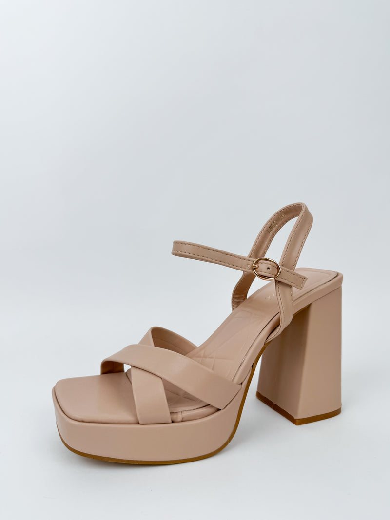 Nude crossed platform sandal