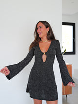 Mini V-neck dress with gray detail