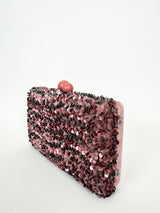 Pink glitter velvet clutch