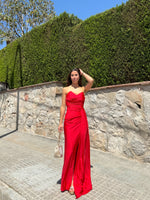 Red bandeau dress