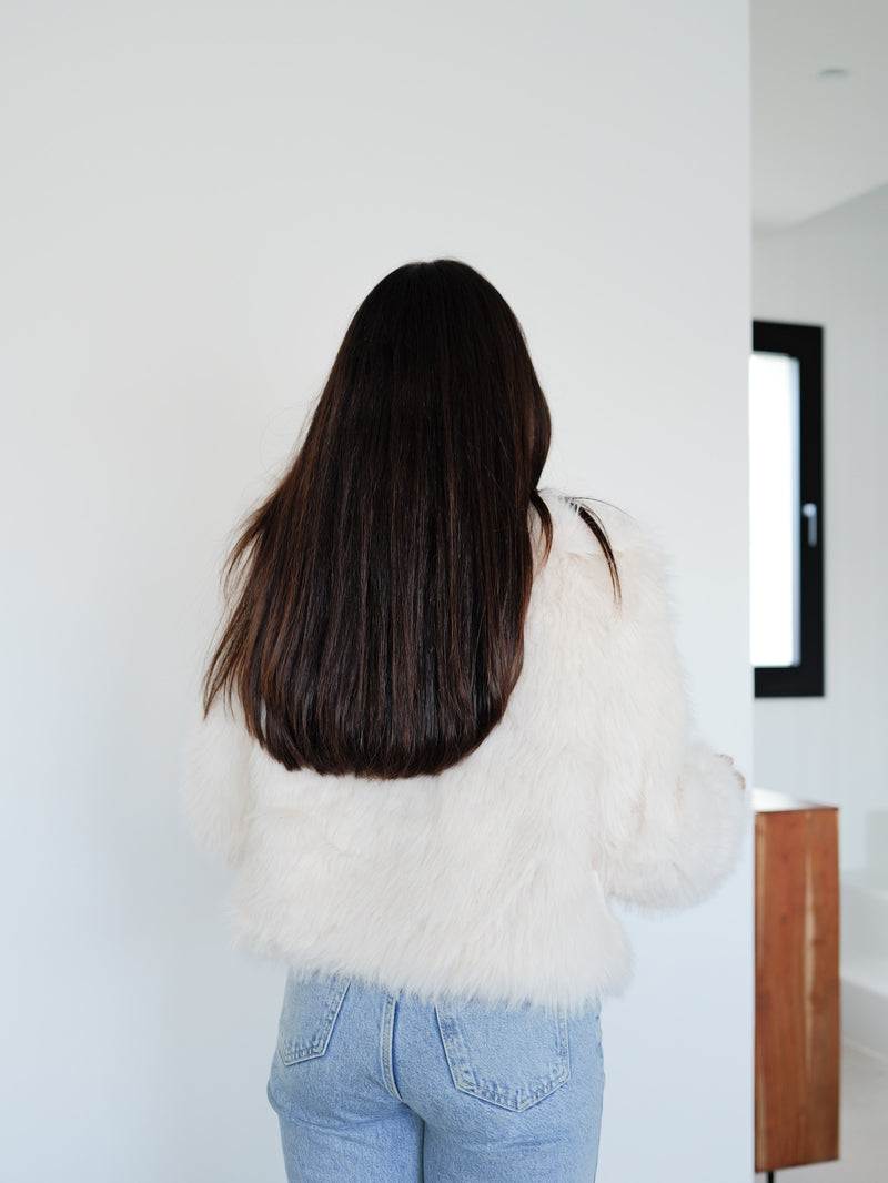 White lapel fur jacket