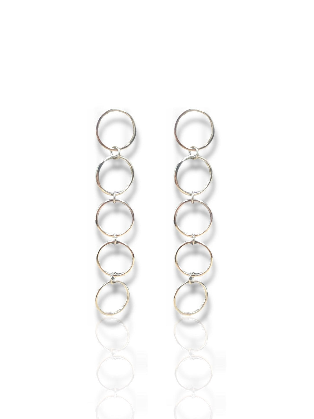 Silver plated circles cascade earrings