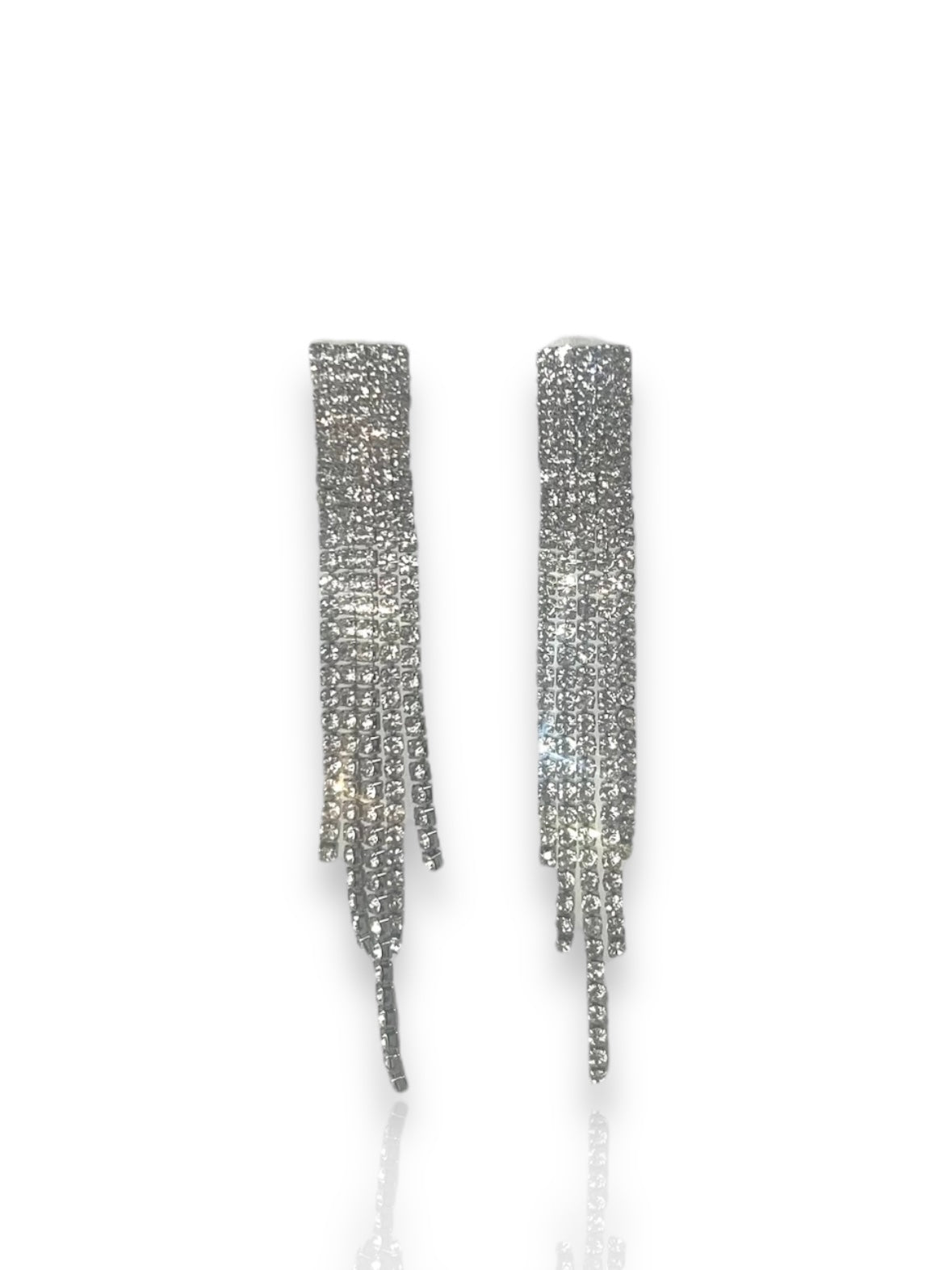 Silver shiny cascade earrings