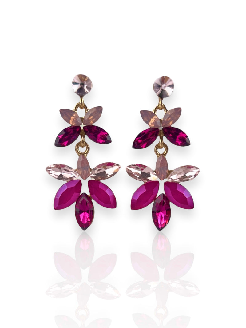 Earrings stones three roses