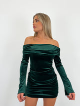 Bottle velvet bardot dress