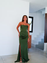 Olive draped banded corset dress