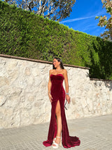 Corset velvet dress burgundy