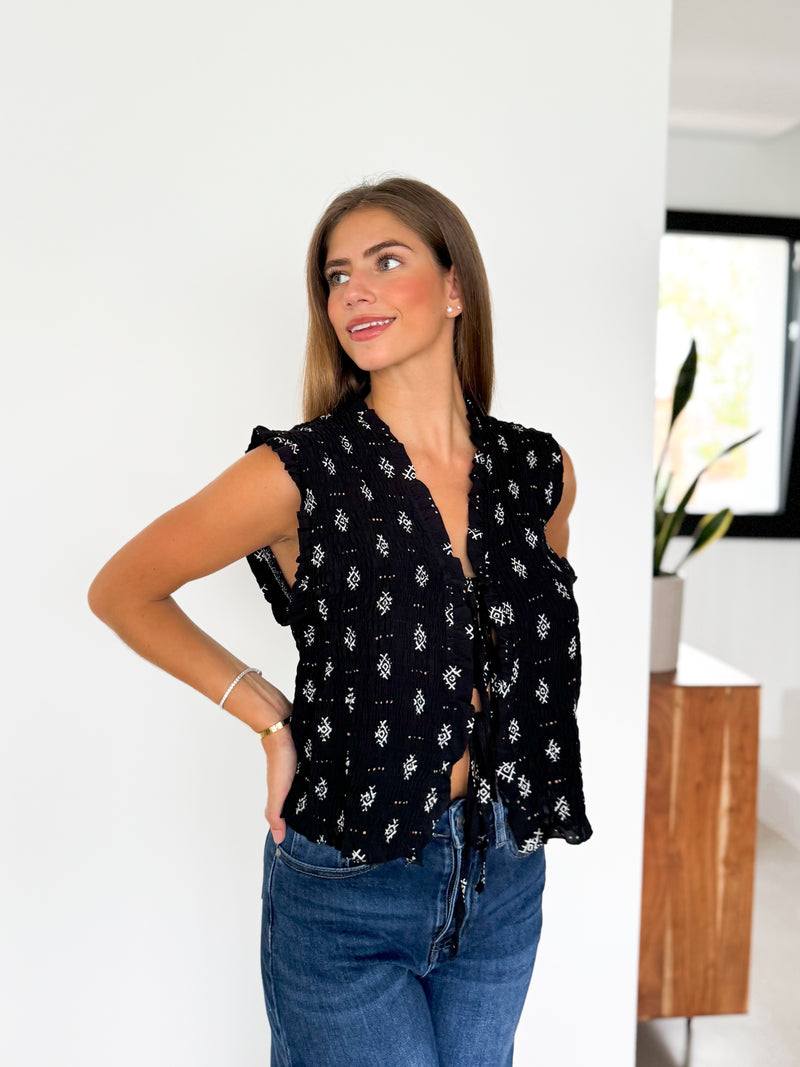 Black nest bow blouse