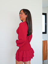 Mini dress burgundy sleeves nest